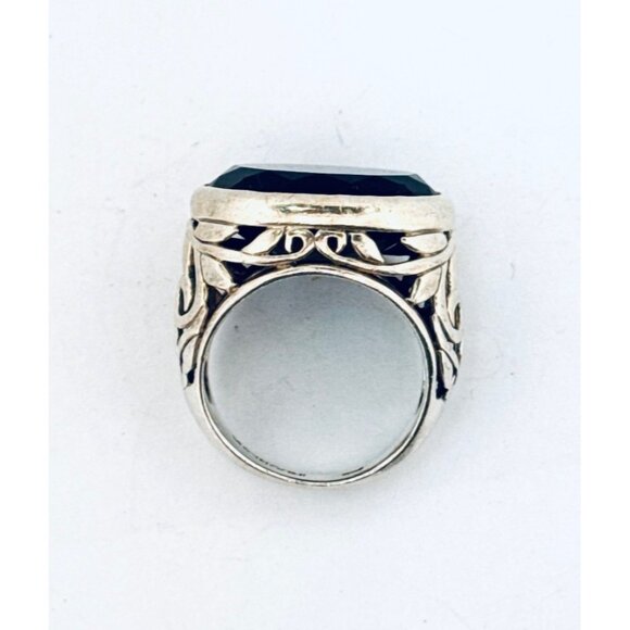 Estate Sterling Silver 925 Black Chalcedony Filigree Ring Size 7 Indonesia 9g - Picture 4 of 10